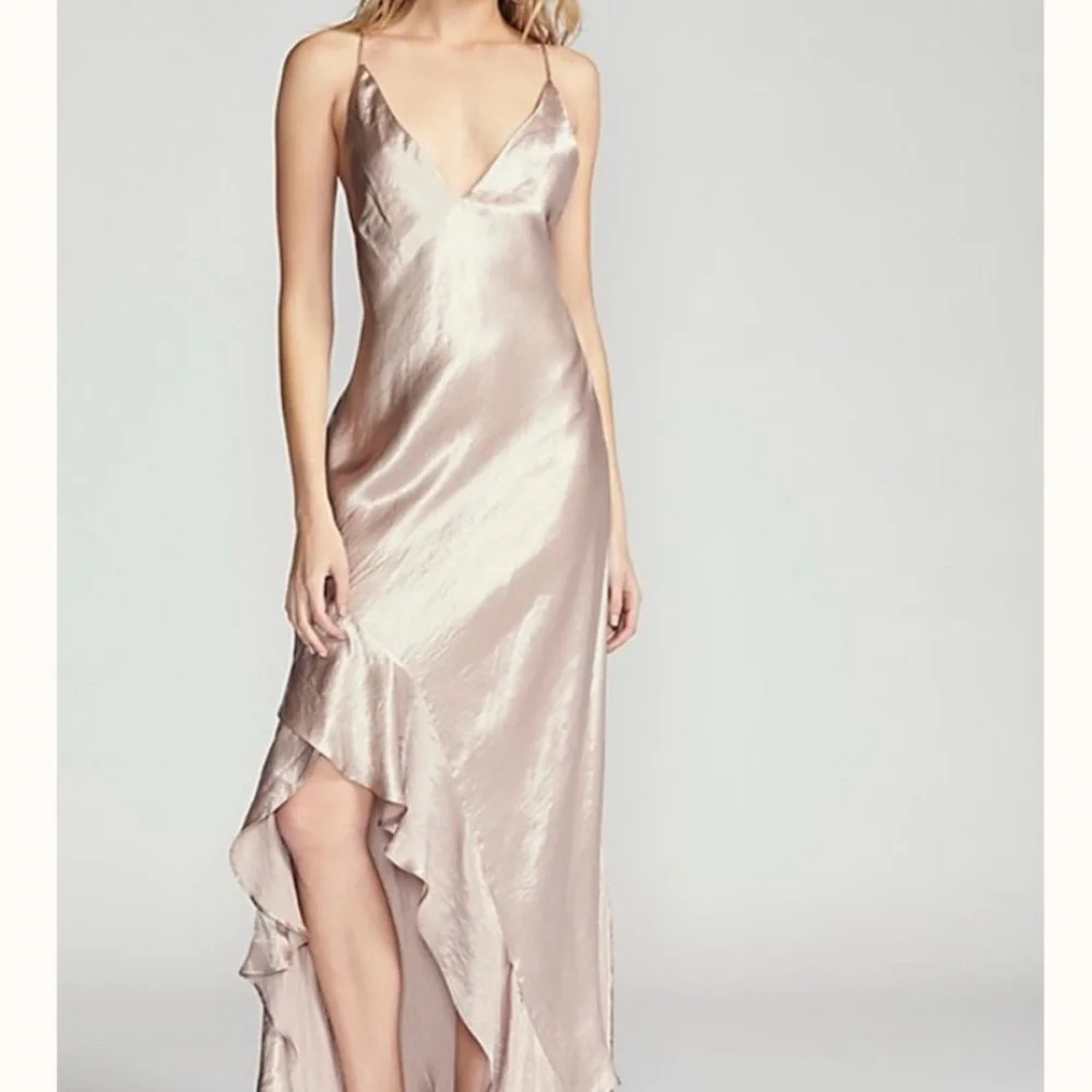 Backstage x Free People Dusty Pink Shimmery Asymmetrical Dancing Gown Size XS - Picture 2 of 12
